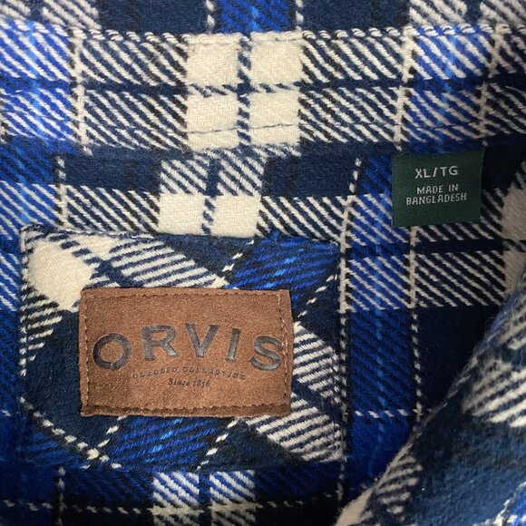 Orvis Flannel Shirt Jacket Shacket Men's XL Blue Plaid Check Cotton - Picture 5 of 12